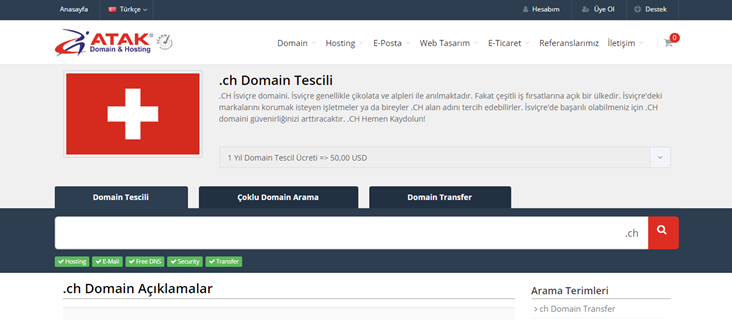  .ch Domain Tescili
