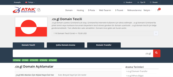 .co.gl Domain Tescili