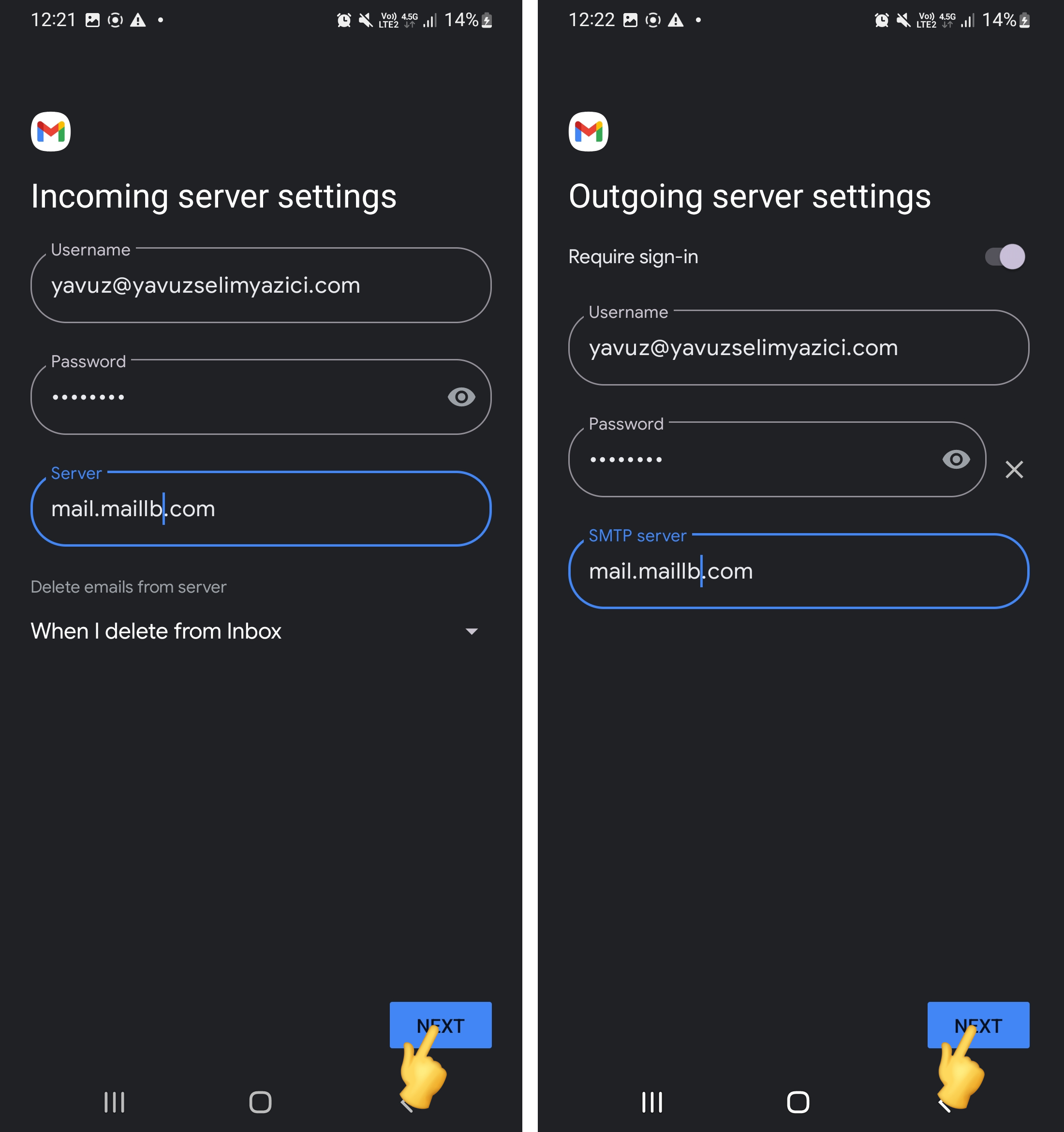 Android Mail Setup - Atak Domain
