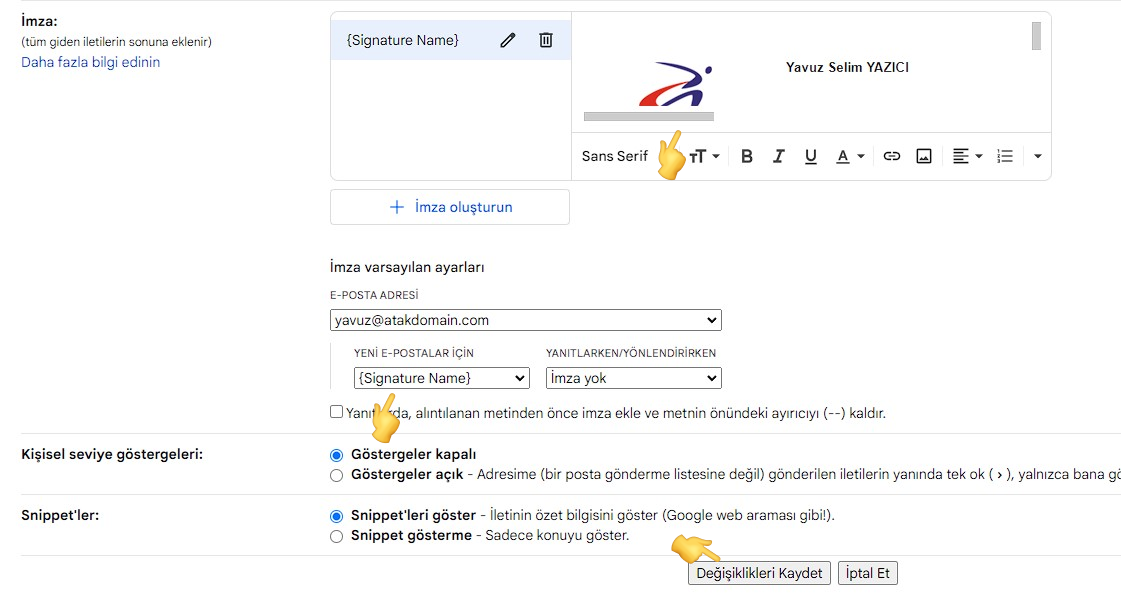 Gmail'de Email İmzası Ekleme - Atak Domain