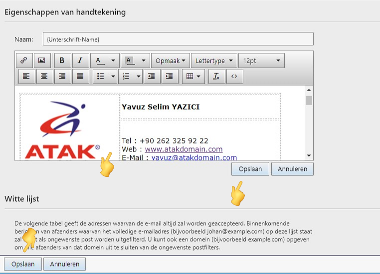Hinzufügen einer E-Mail-Signatur in Maillb - Atak Domain