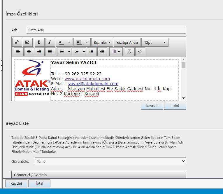MailLB'de Email İmzası Ekleme - Atak Domain