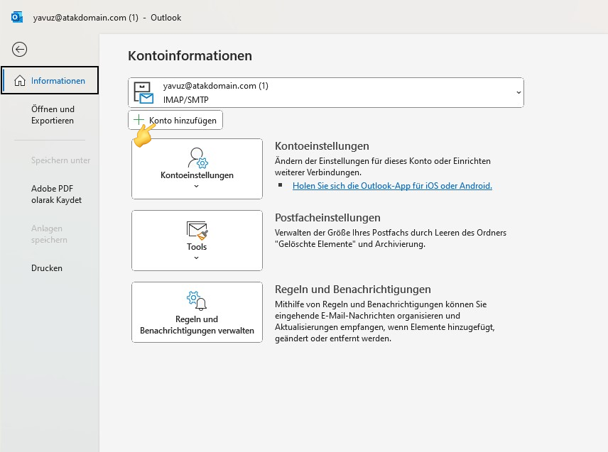 Outlook Mail Einrichtung  – Atak Domain
