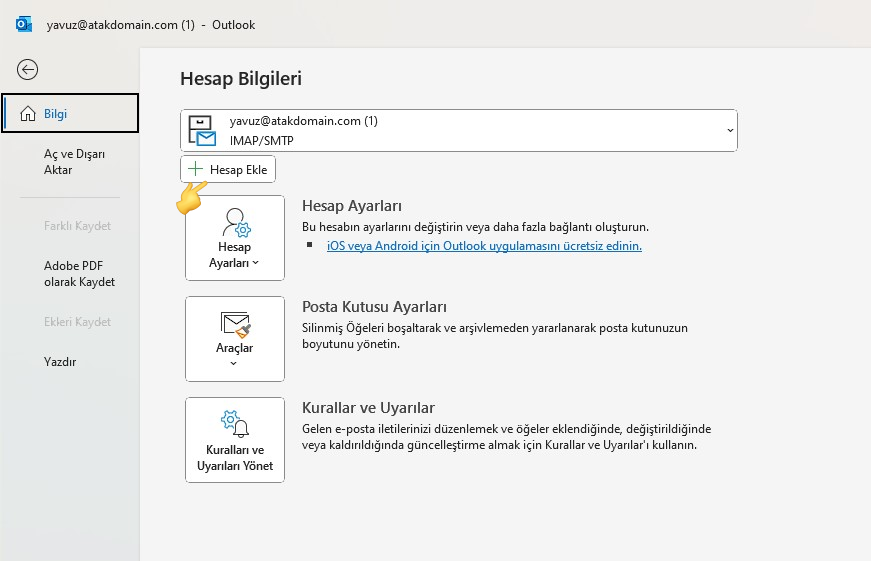 Outlook Mail Kurulumu - Atak Domain