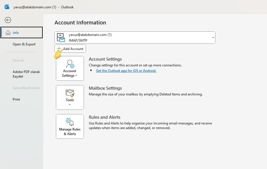 Outlook Mail Setup - Atak Domain