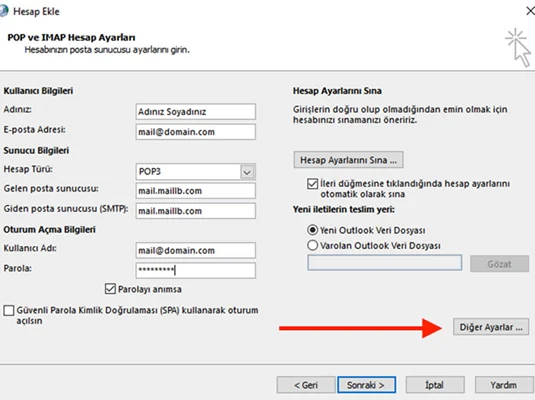 Outlook Mail Kurulumu - Atak Domain